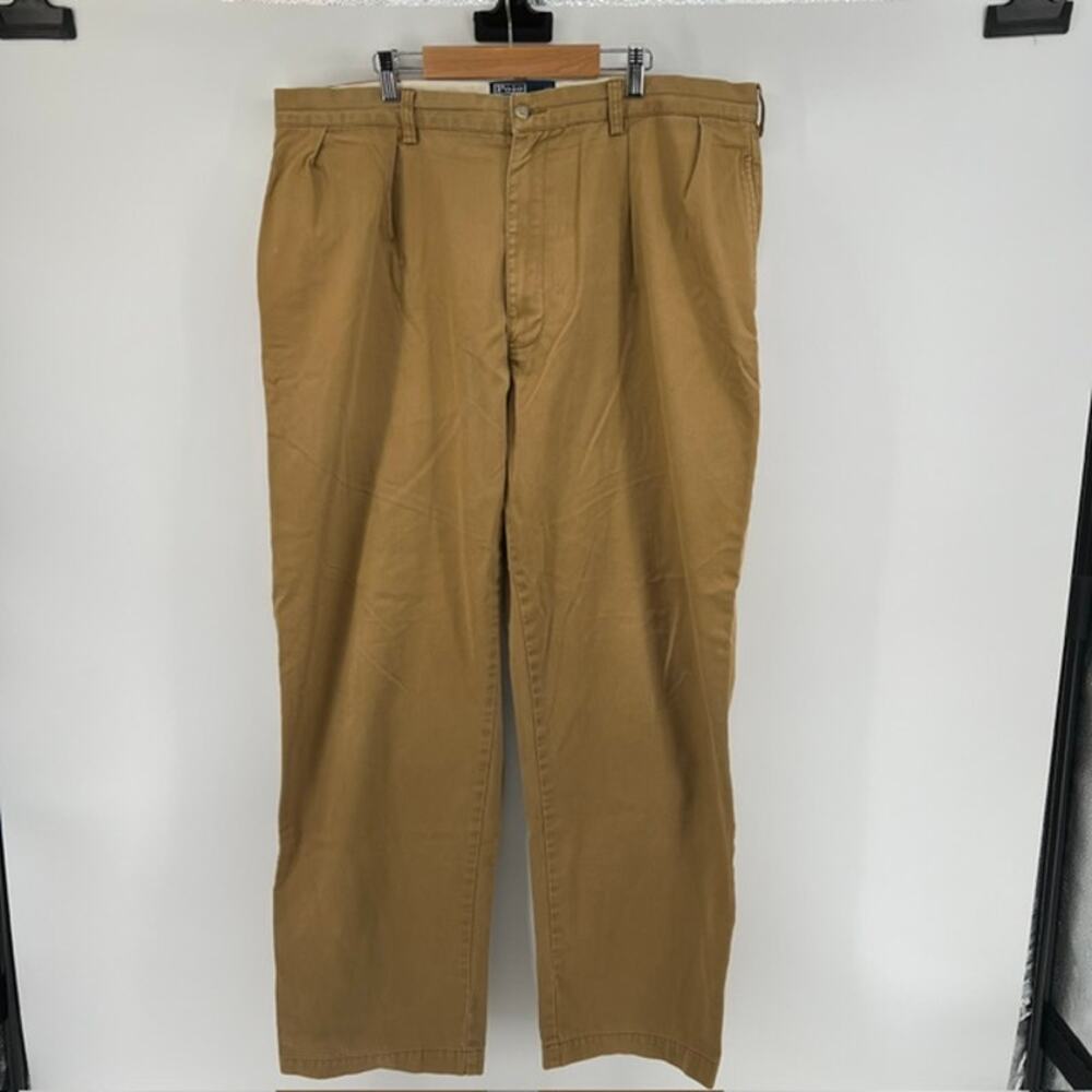Polo Ralph Lauren Andrew Pleated Chino Pants Mens 40x32 Camel Tan Preppy Classic